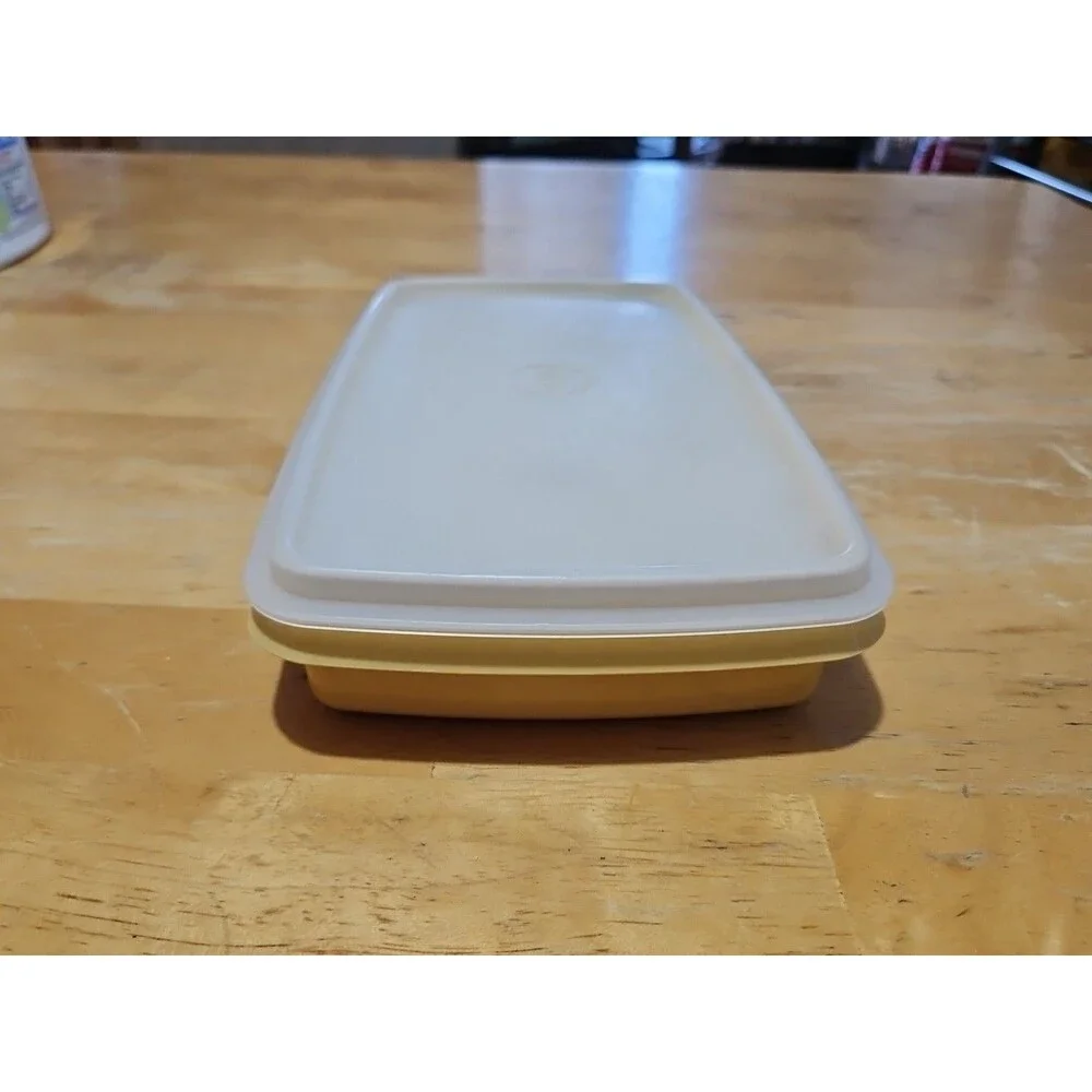 Vintage Tupperware Deli Meat Cheese Keeper Harvest Gold 816 W Sheer Lid 817 EUC